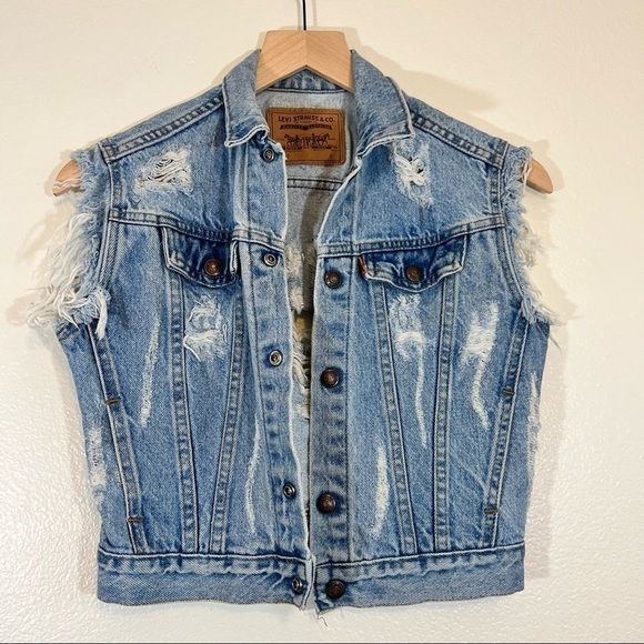 Vintage Levis Denim Jacket Orange Tab - Picture 3 of 8